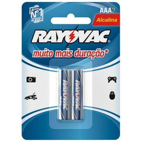 Pilha Alcalina Rayovac Palito AAA Azul C/2